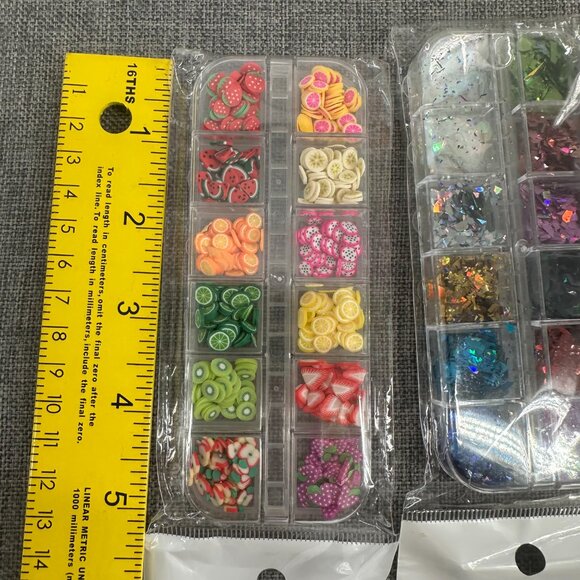 New!‎ Nail Art Bundle Decor! Holographic Glitter Flakes & Tiny Fruit Slices - Picture 2 of 11